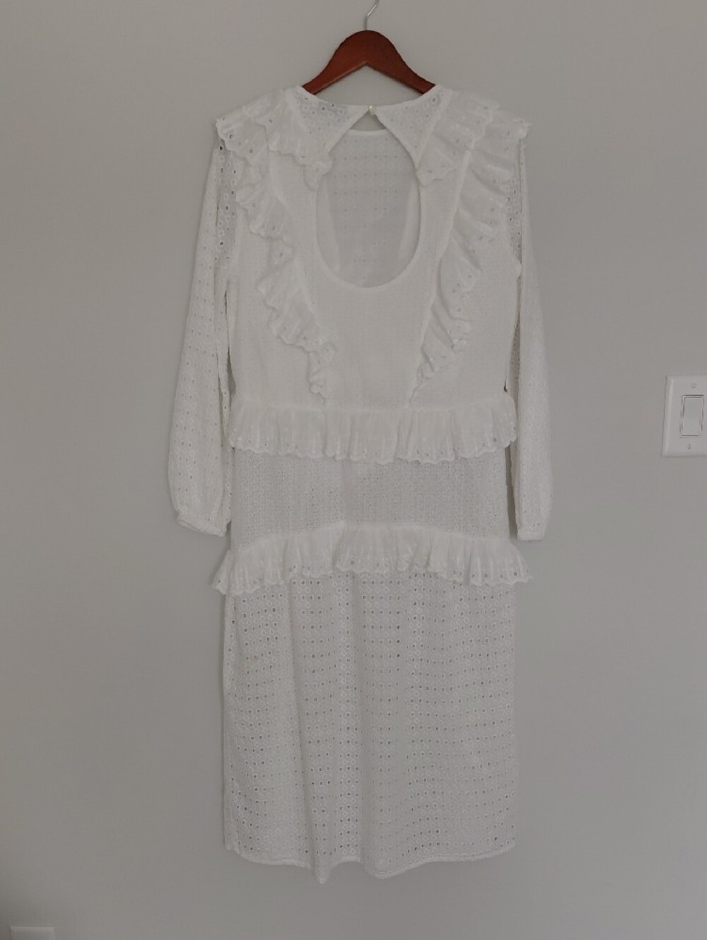 Topshop White Eyelet Ruffle Long-Sleeve Dress - Picture 3 of 5